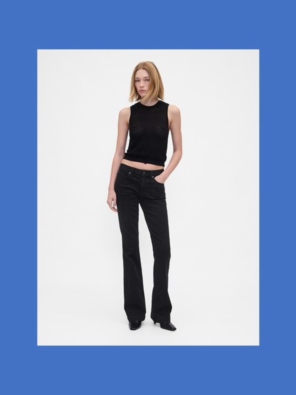 GAP Black Long and lean Low Rise Bootcut Jeans with Clean Five-Pocket Styling
